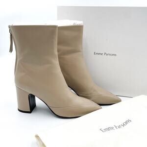 Emme Parsons Majic Boot Orzo Calf Cream‎ Leather Pointed Toe lock Heel Sz 36 / 6